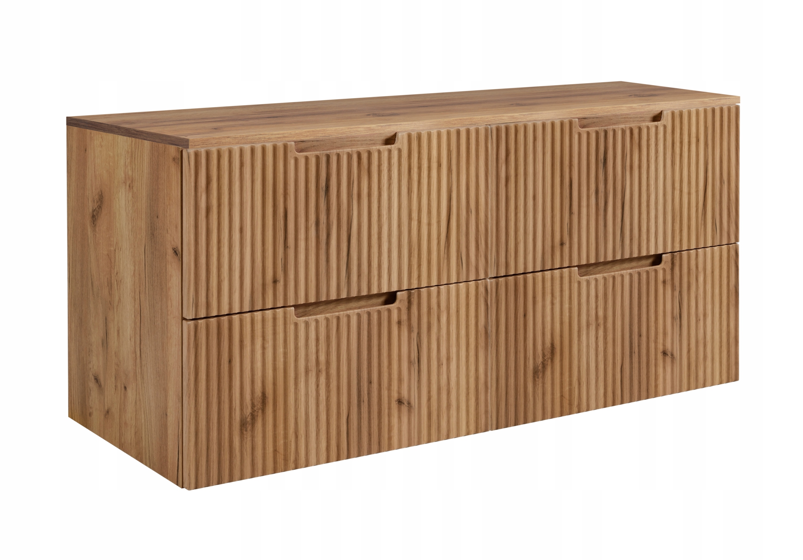 Koupelnová skříňka pod umyvadlo 120 dub craft Ryflovaná Přední Deska Mdf