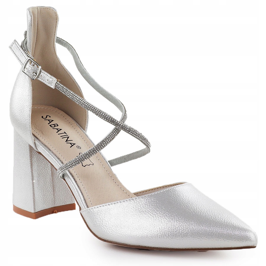 Dámské sandály na podpatku se stříbrnými zirkony Sabatina 750-1 41