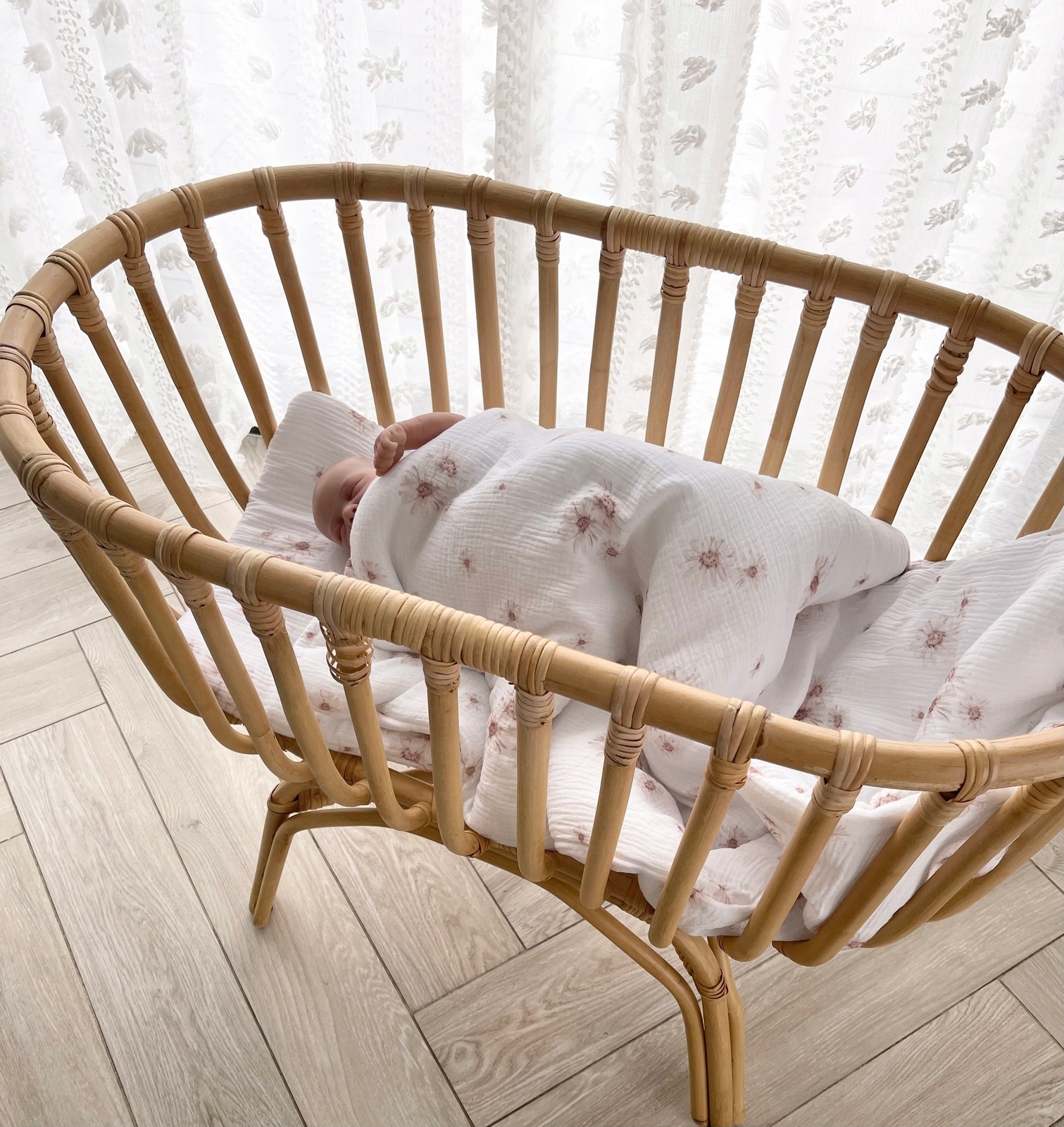 Zestaw Pościeli z Wypełnieniem MUŚLIN Muślinowa Stokrotki Na Białym S 50/70 Marka inna marka