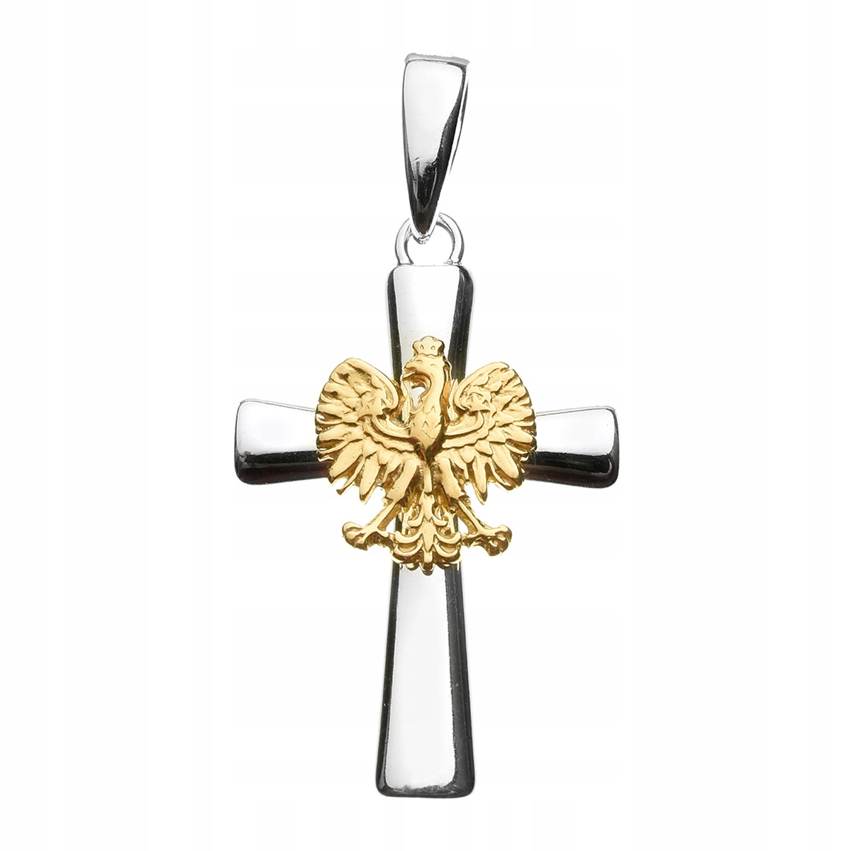 Křížek s pozlaceným orelem Stříbrný 925 Patriotický kříž s orlem