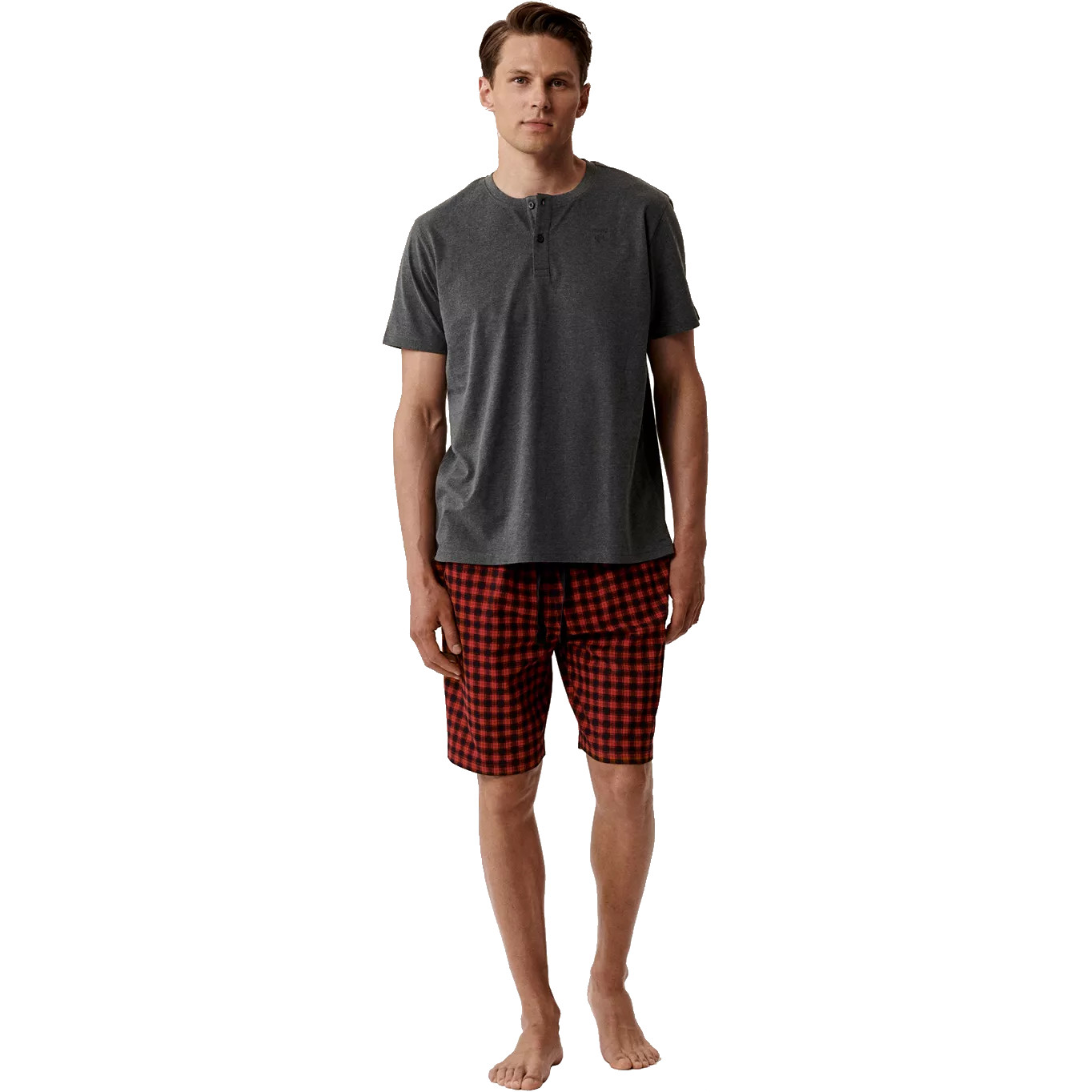 Pánské Pyžamo Atlantic NMP397/ŠMC/ČE Krátký Rukáv Šortky Kostkované *s*