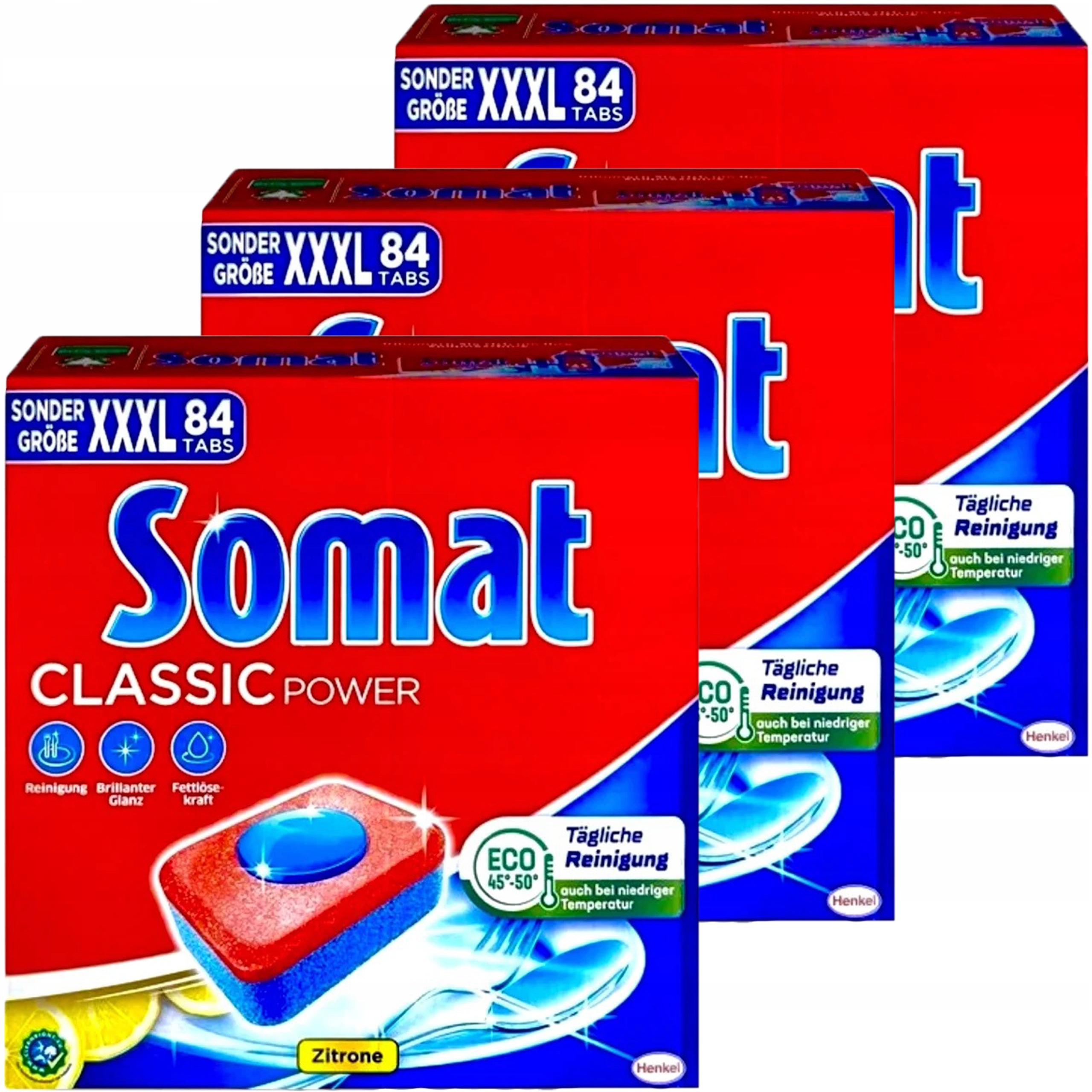 Tabletky Kapsle do myčky nádobí Somat Classic Power XXXL 3 x 84 ks Citronové