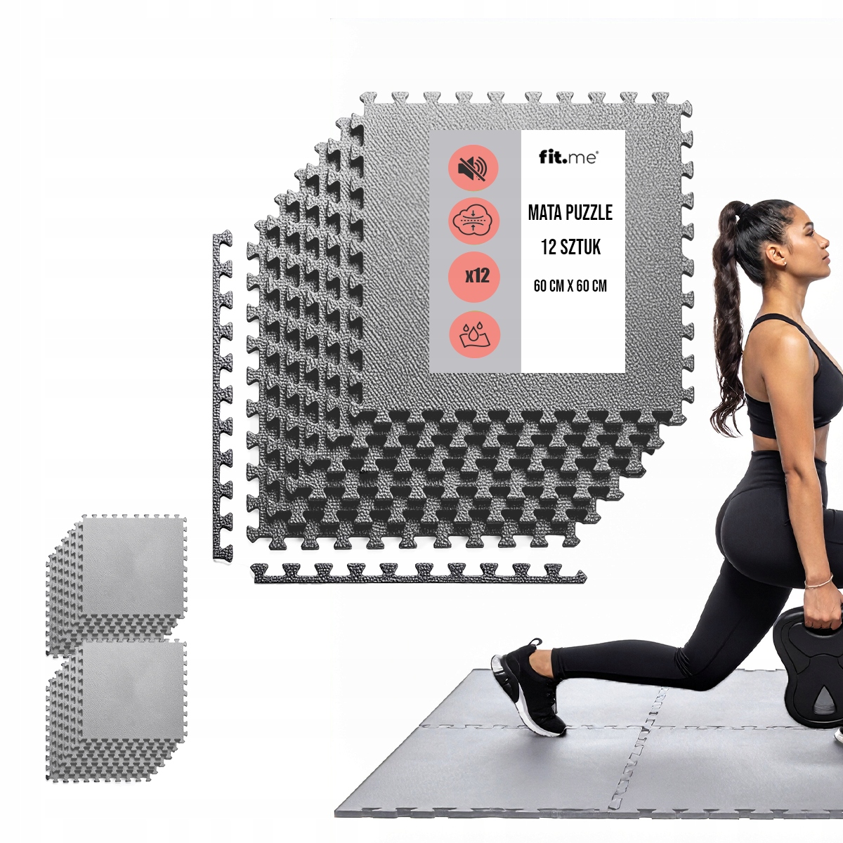 Mata Puzzle Pod Sprzęt Do Ćwiczeń 12 Szt 4,32m2 Ochronna Podłoga Na Siłowni