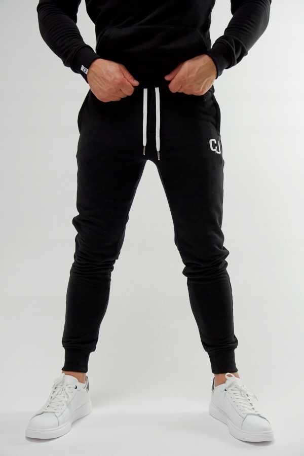 Pánské tepláky Cj Wear černá bavlna bílá výšivka velikost XL Pro Páry