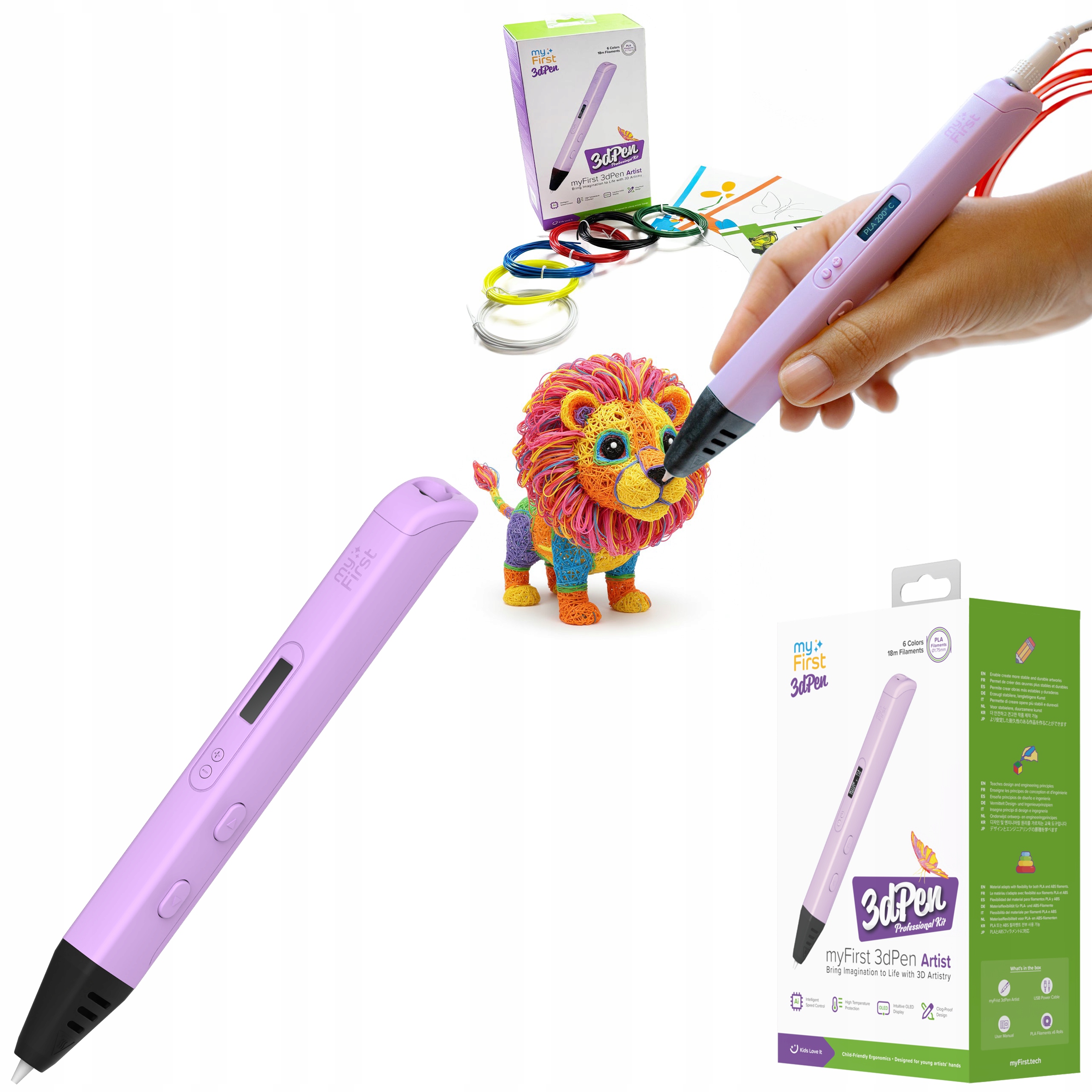 Myfirst 3dPen Artist 3D pero s displejom, 6 farebných náplní