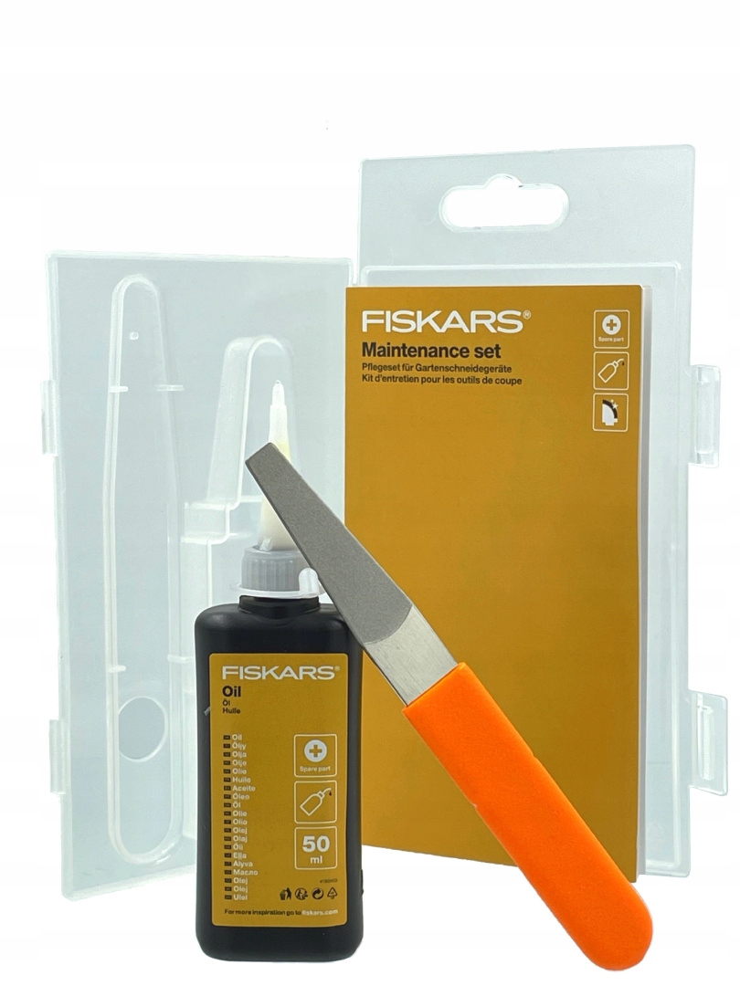 Sada pro údržbu nářadí Fiskars olej, pilník na mazivo