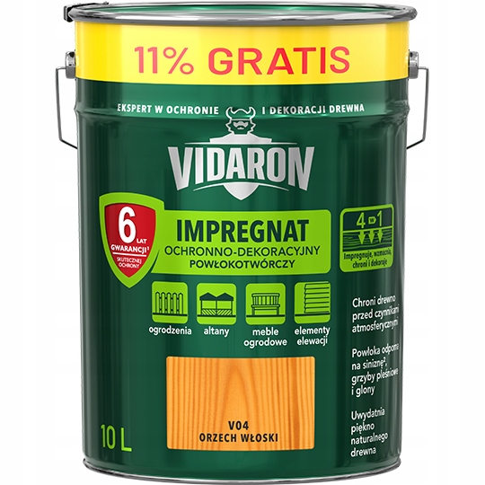 Vidaron Impregnat 9L 1L V04 Orzech Włoski do drewna powłokotwórczy