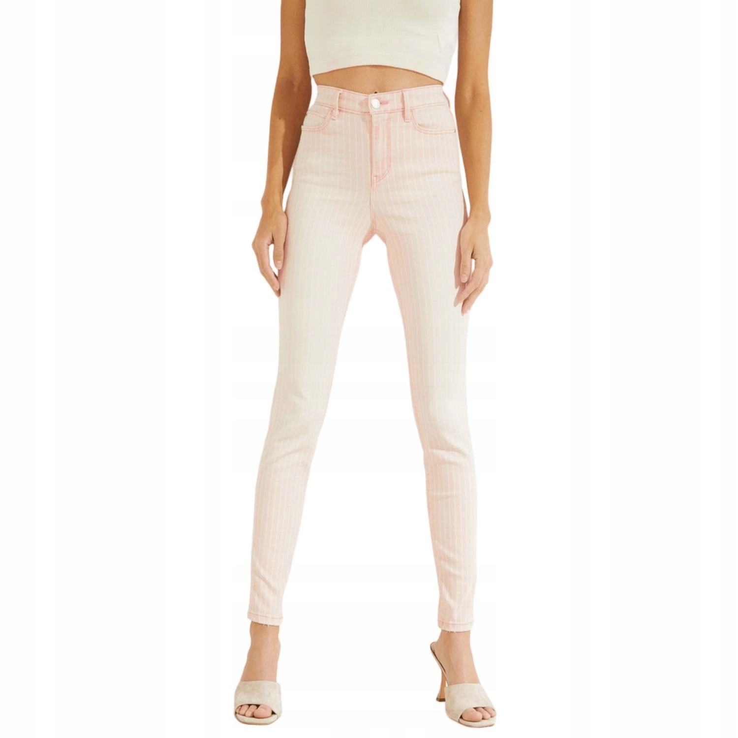 Dámské džíny Guess skinny s vysokým pasem, růžové, velikost vel.