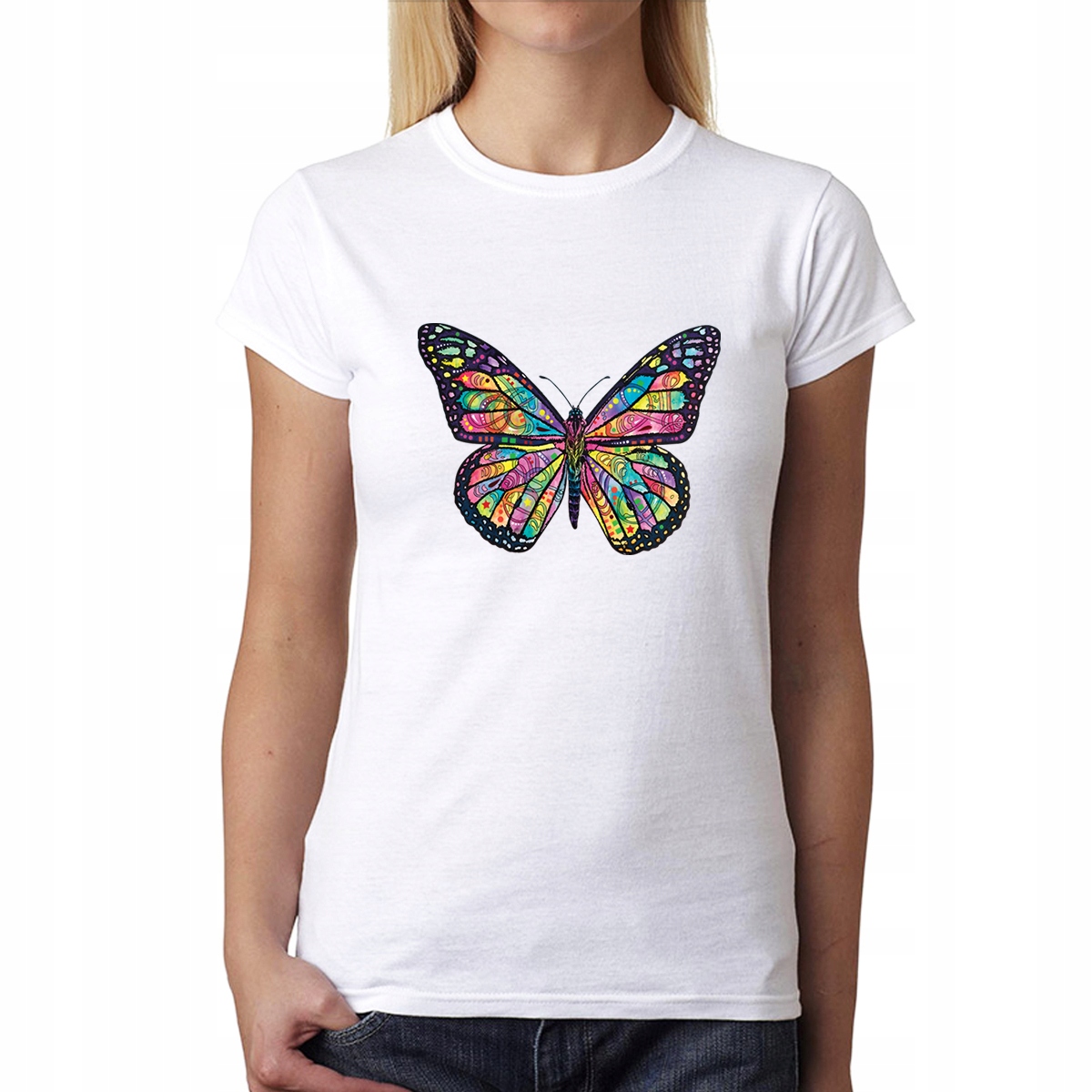 

Motyl Kolory Tęczy T-shirt Damski Biel XL