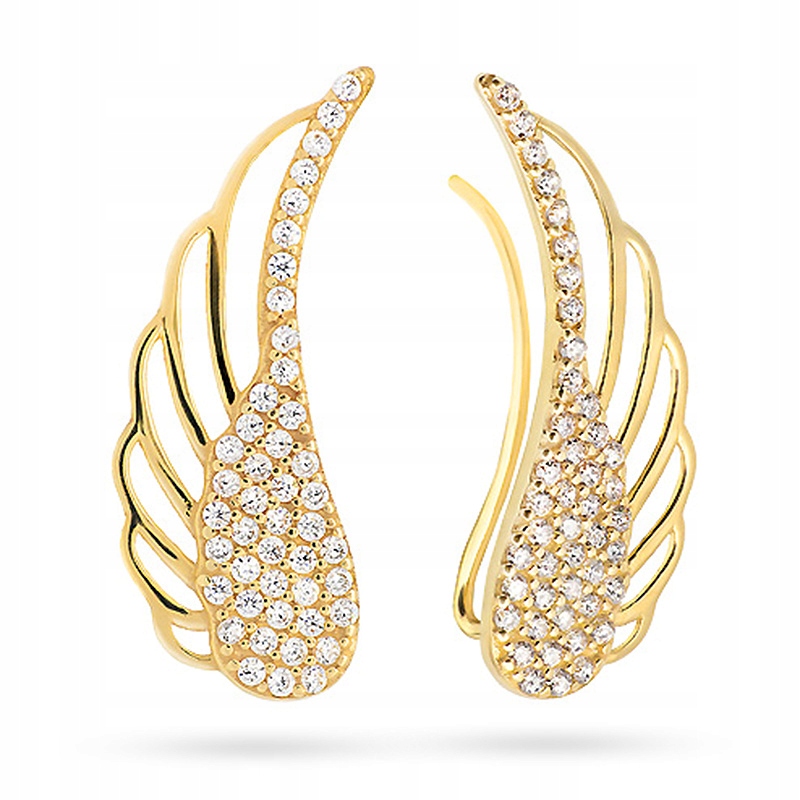 Zlaté Náušnice Křídla anděla Zirkony