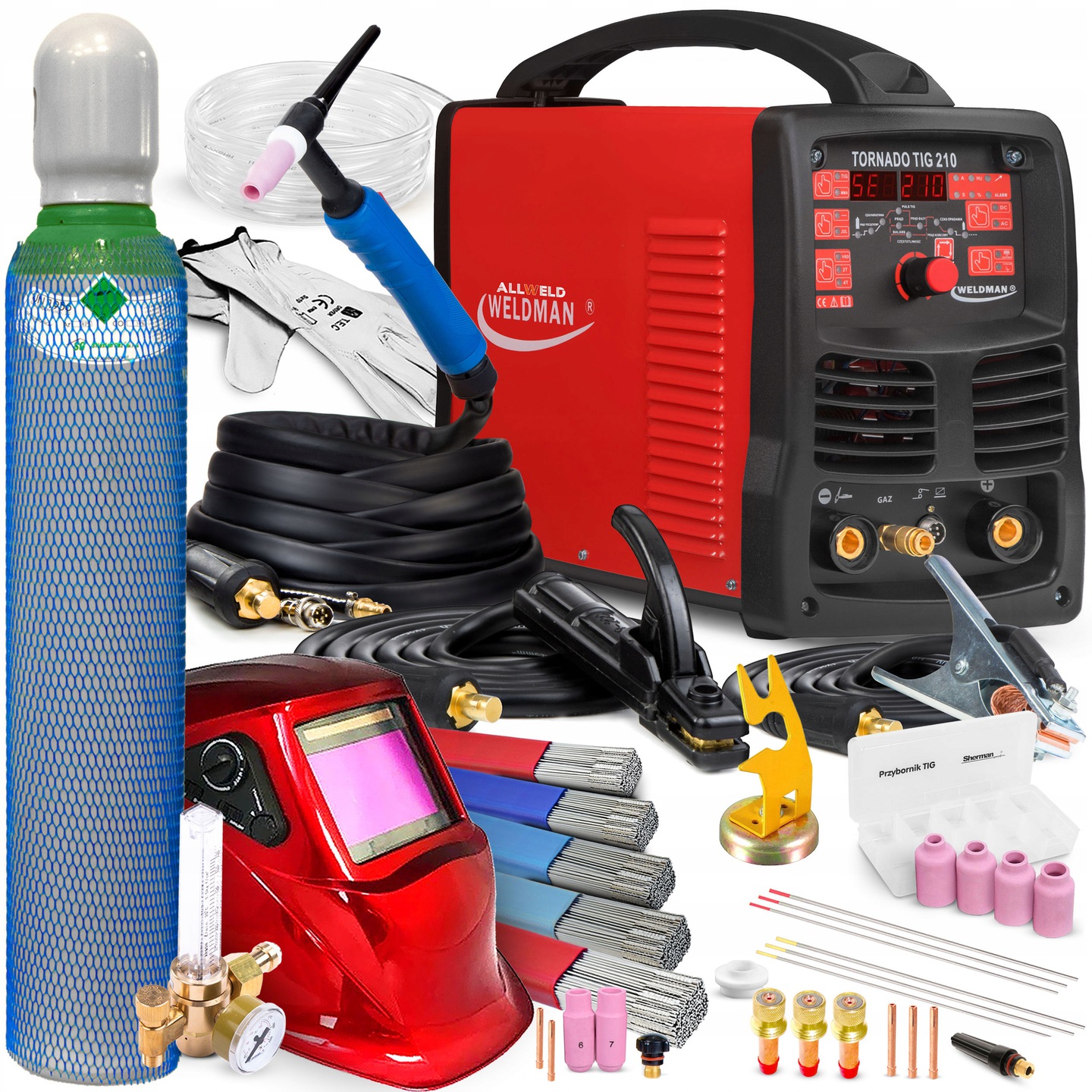 Invertorová Svářečka Weldman Tornádo 210 Tig Ac DC Mma 200A 230V Hliník