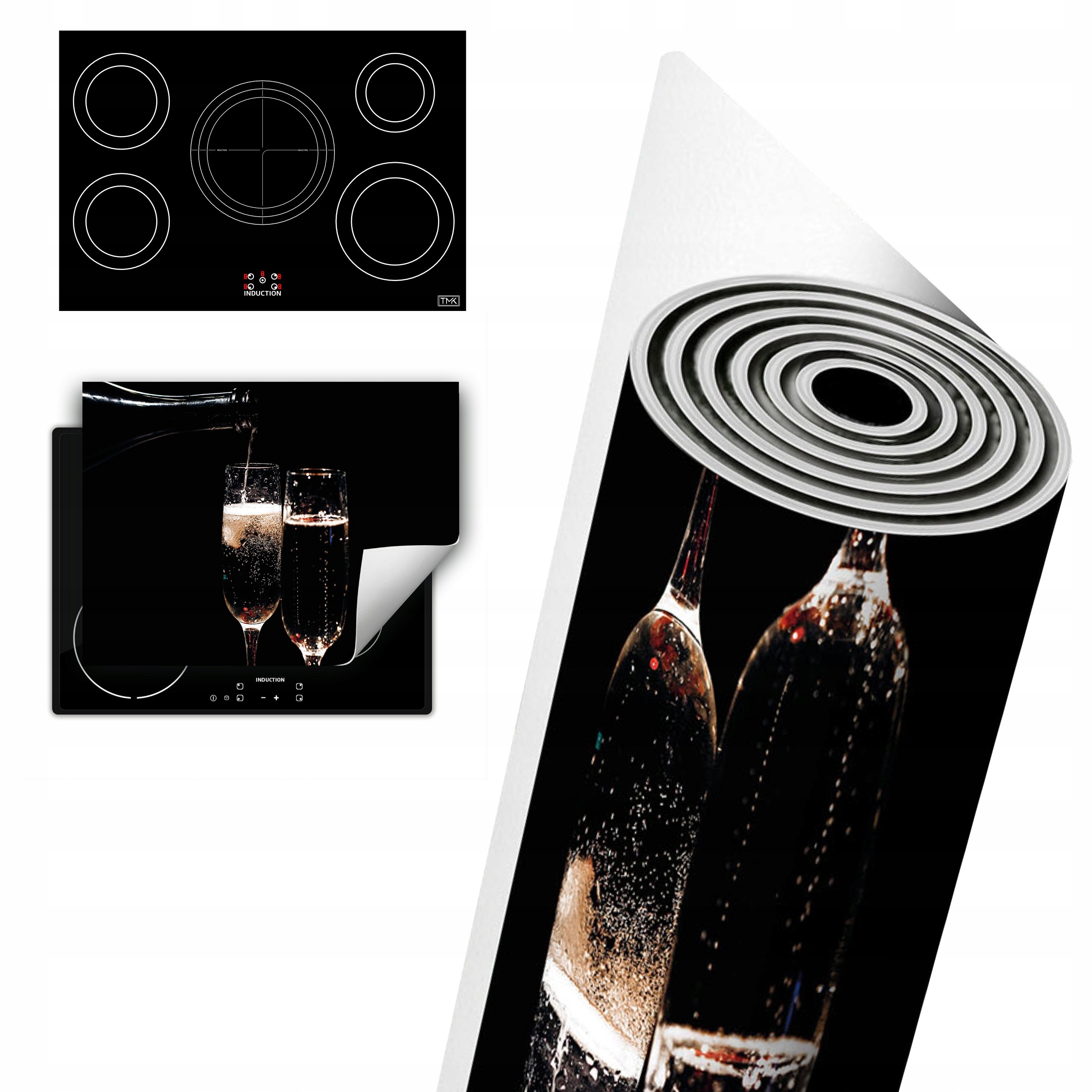 Vinylová Ochrana Na Indukci Deska 80x52 černá víno