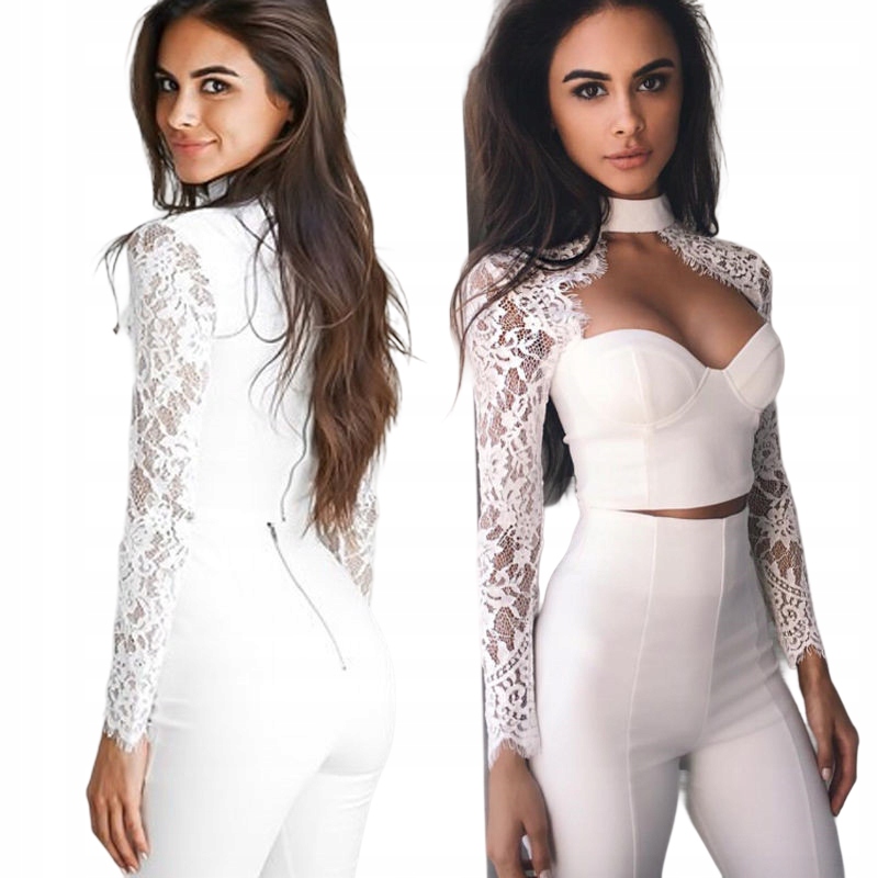 Dámská Elegantní krajková halenka s dlouhým rukávem a výstřihem S