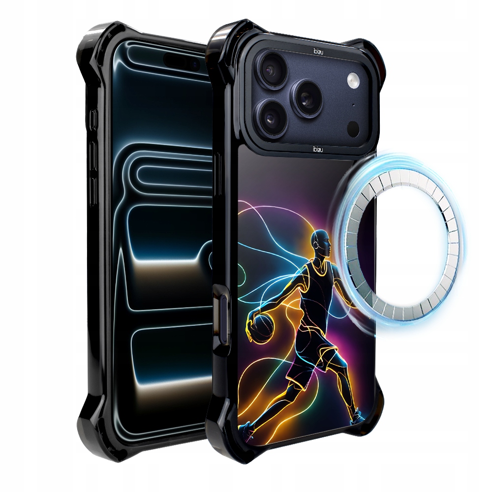 Pouzdro pro iPhone 17 Pro Max Ibizu DropGuard Ultra s MagSafe, duch basketbalu