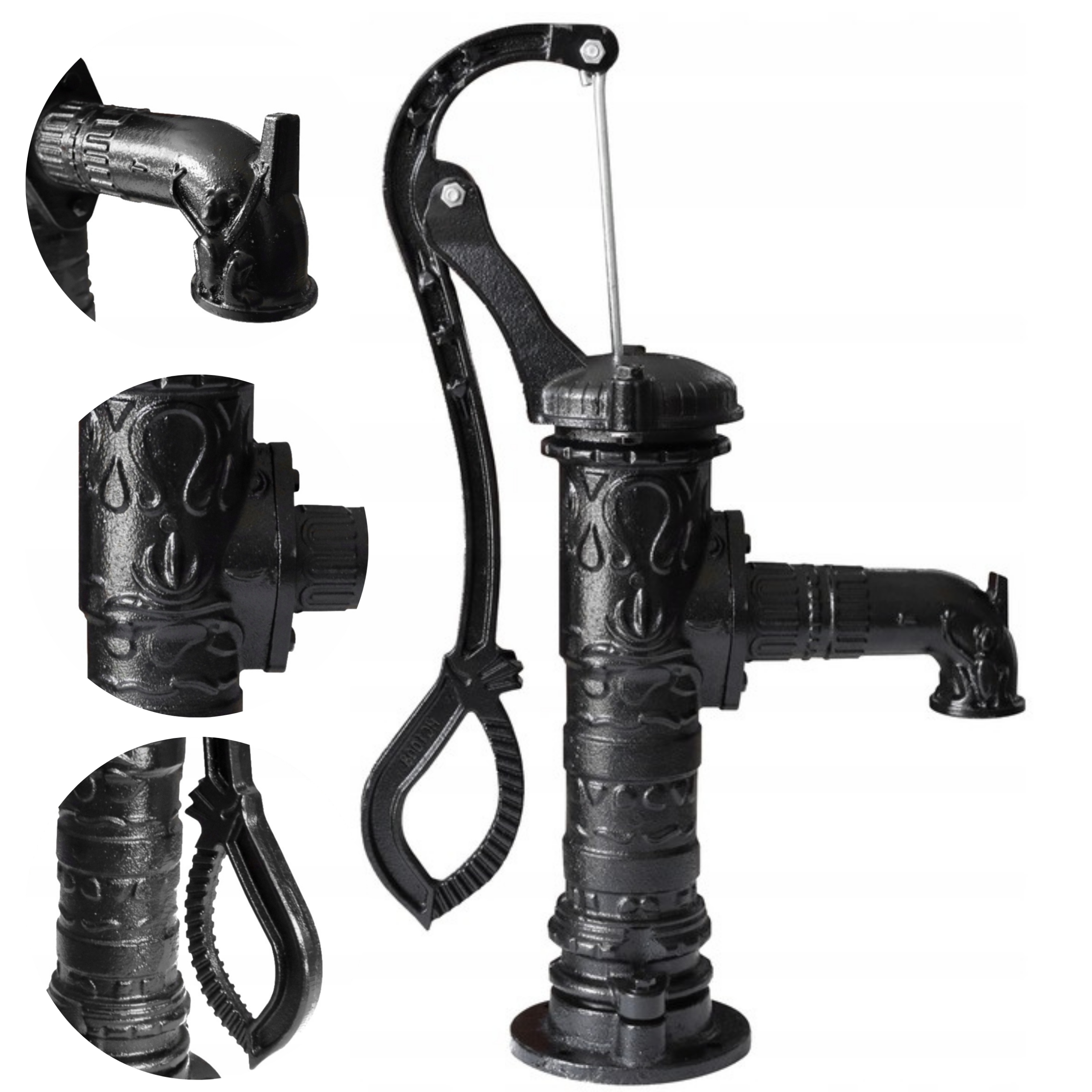 Abisynka Ozdobna Pompa Żeliwna Ręczna Czarna Ogrodowa Delux -wysoka Jakość!