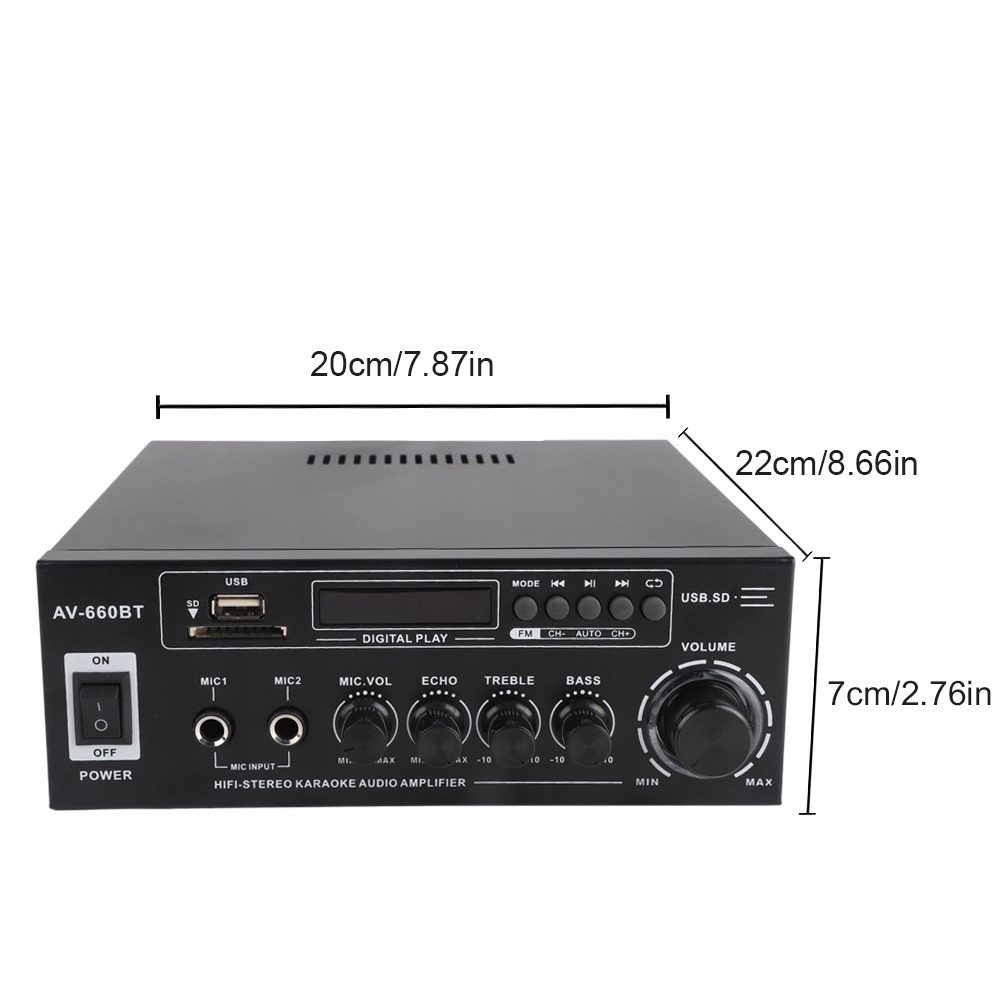 AMPLITUNER WZMACNIACZ STEREO BLUETOOTH PILOT FM AMPLITUNER AUDIO MOCNY Stan opakowania oryginalne