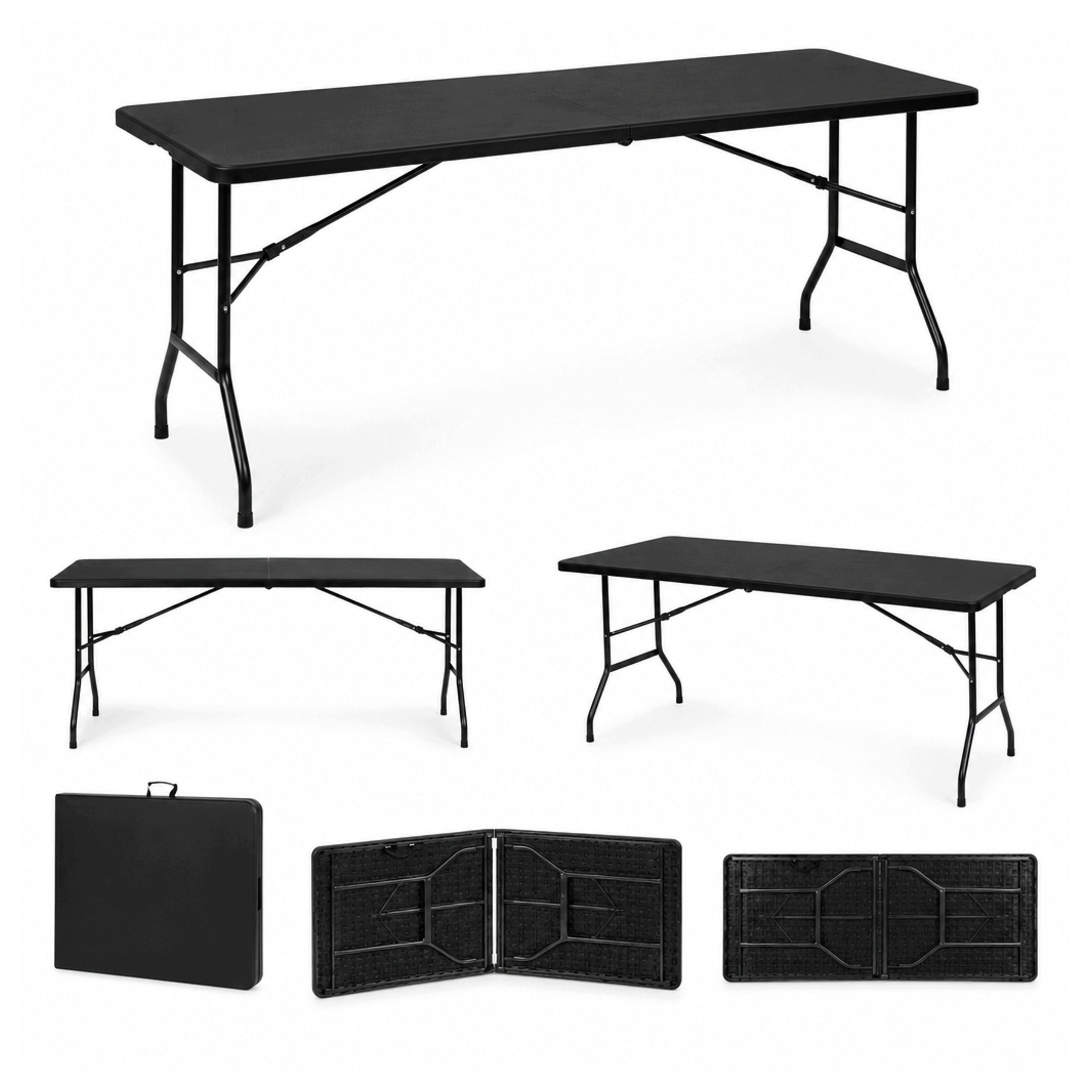 Cateringový stůl 180x74 cm skládací do kufru černý pohodlný a stabilní