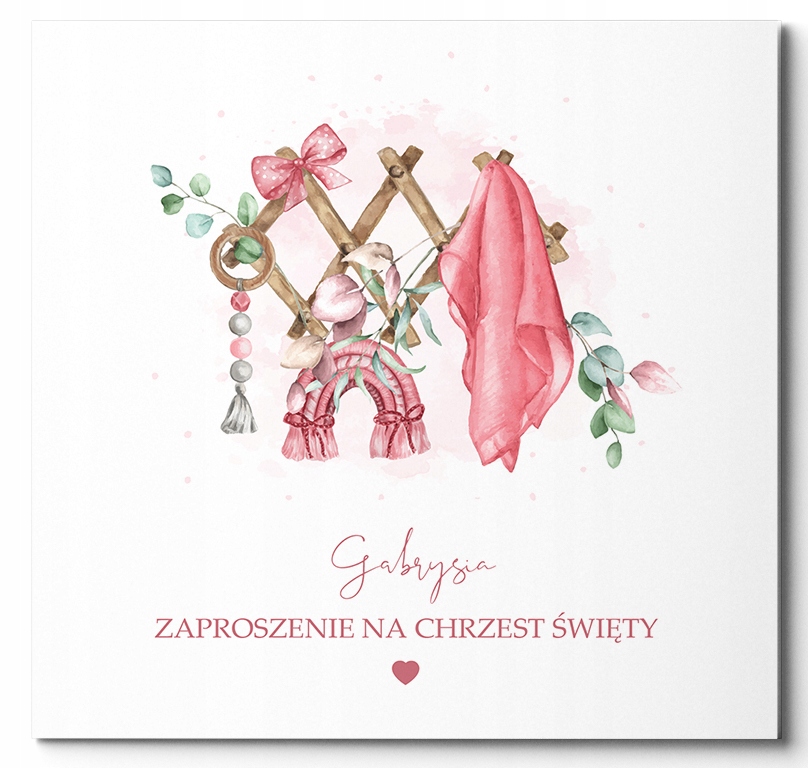 ZAPROSZENIE na Chrzest Święty +KOPERTA +SZNUREK