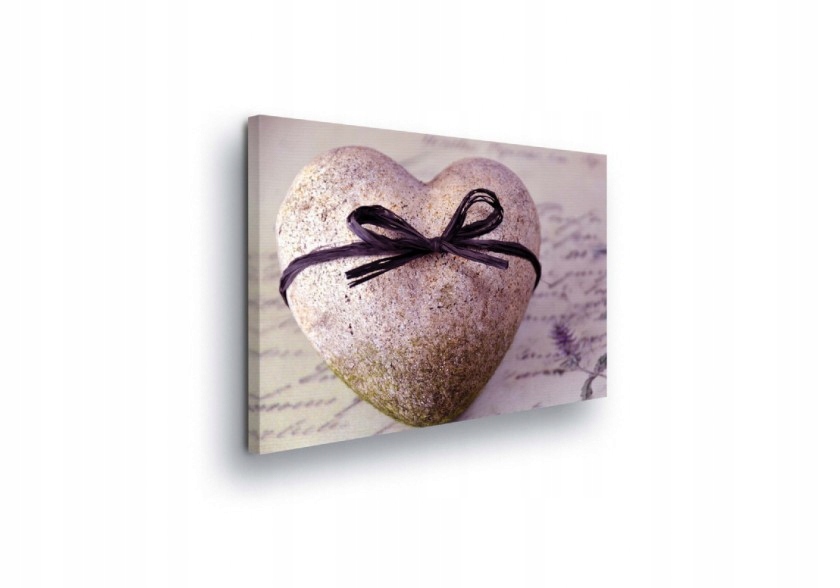 Obraz 100x75 Kamenné srdce stuha láska vintage romantika pastelová