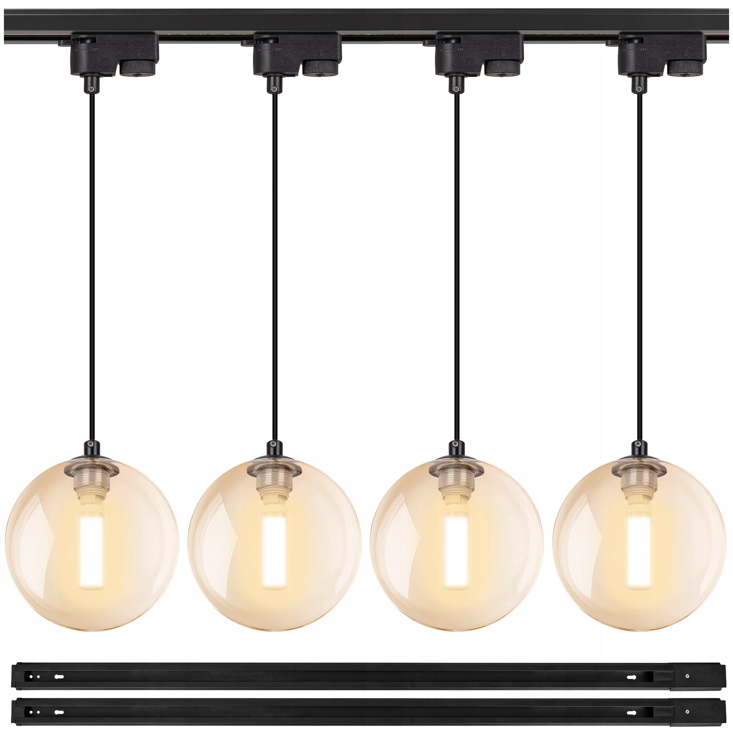 Stropná lampa Loft Koľajnicové osvetlenie Luster Mobilná guľa 4x Lišta 2x