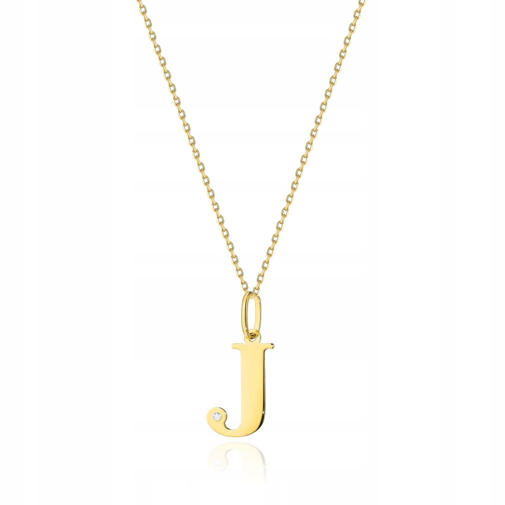 Zlatý náhrdelník s diamantem 585 celebrita s písmenem J, přírodní briliant