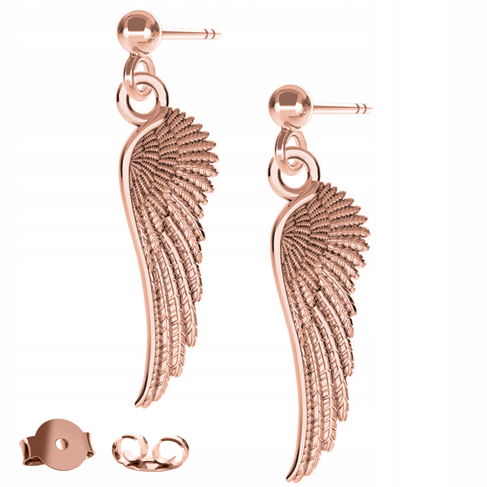 Náušnice visací křídla růžové zlato 925