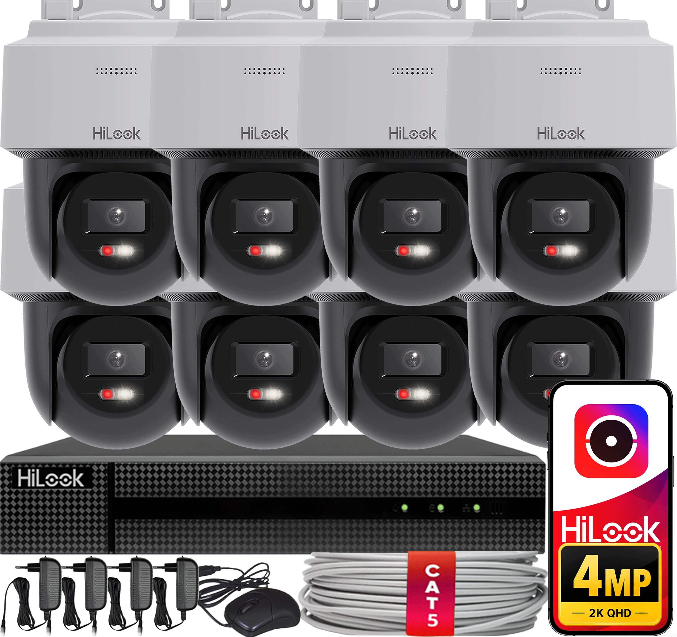 Súprava Na Monitorovanie 8 Vonkajších Wifi Kamier 4MPx Nvr Hilook Hikvision
