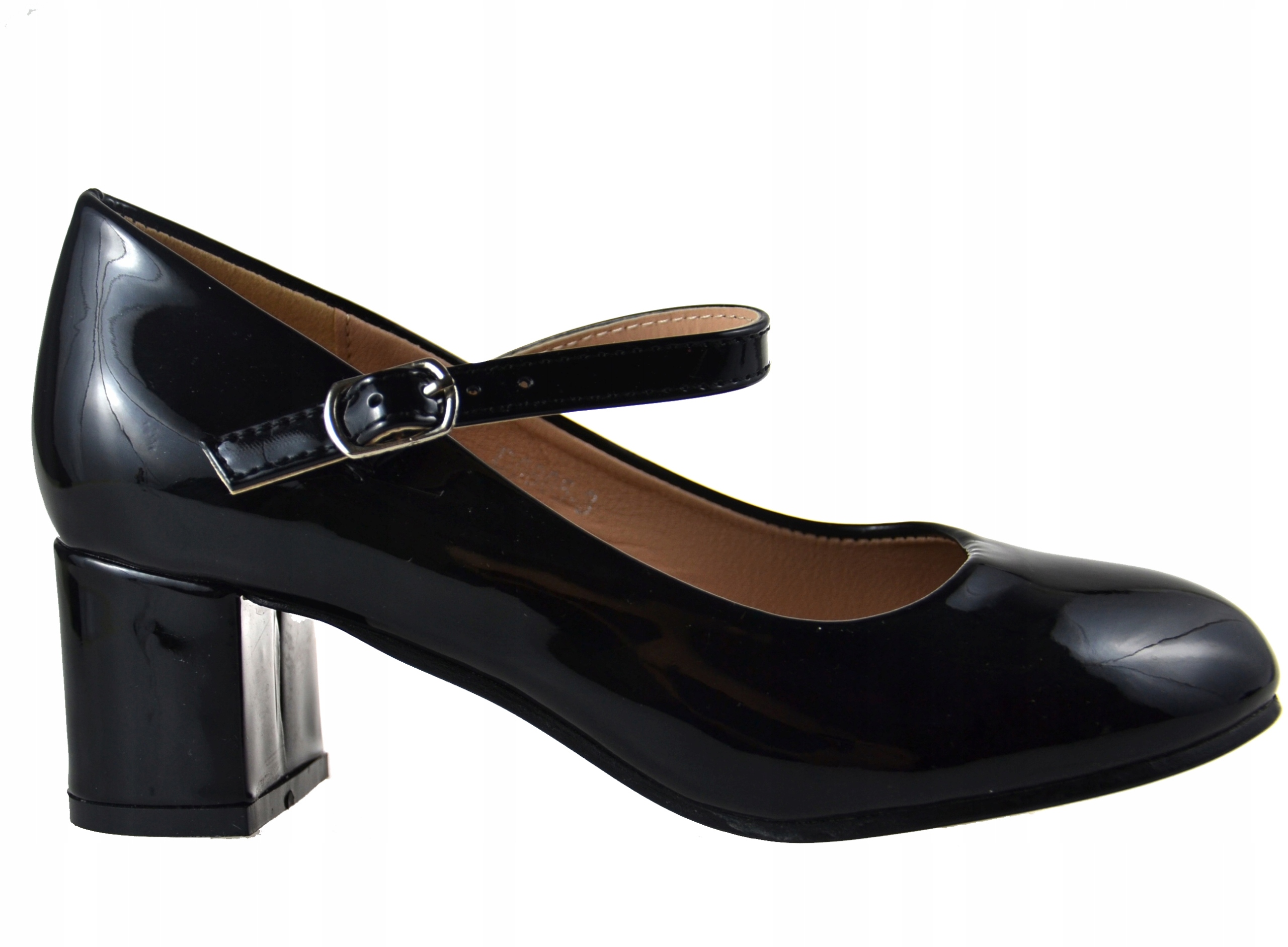 Lakier PANTOFELKI GALOWE WYSOKI Obcas Czarny r33 Kolor czarny