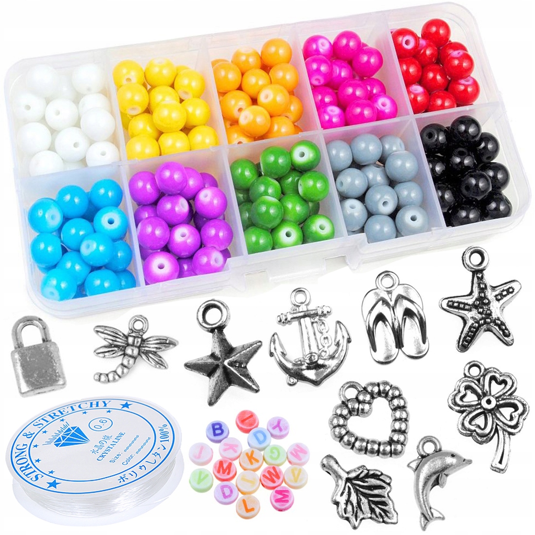 

Zestaw Koralików do Robienia Biżuterii Bransoletek