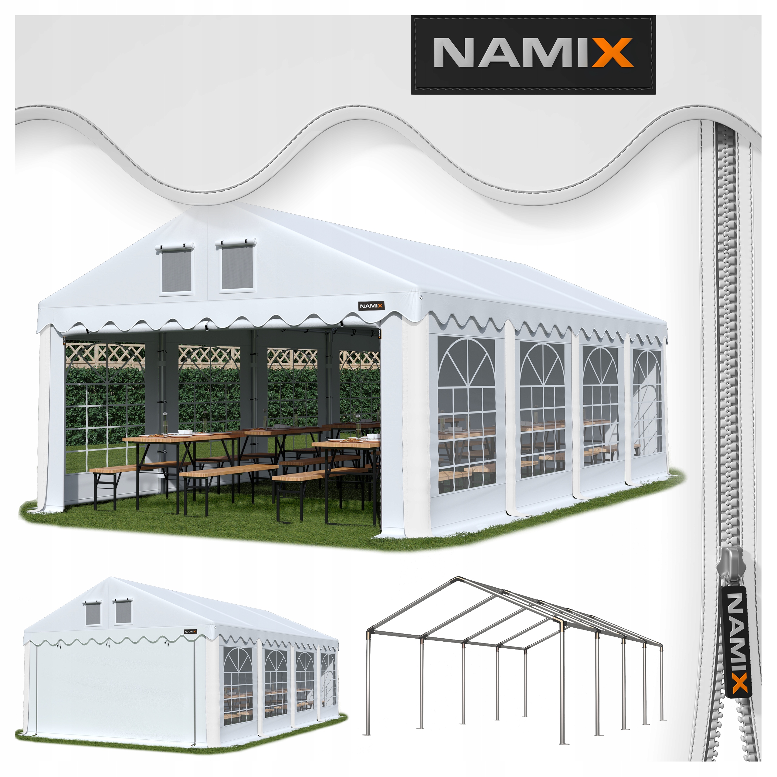 

Namiot Comfort 5x8 imprezowy ogrodowy Różne