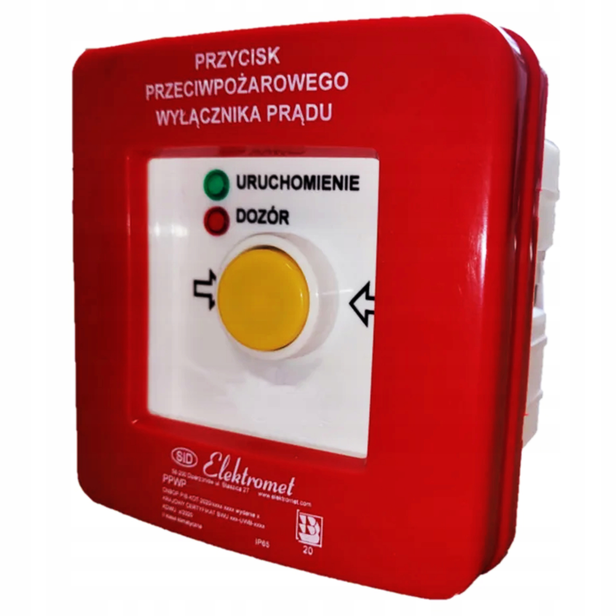 Tlačítko protipožárního vypínače proudu p/t 2 proudové dráhy 904550