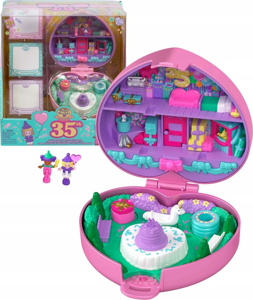Polly Pocket Pamiątkowy stempelek Zestaw kompaktowy 2 laleczki Akcesoria