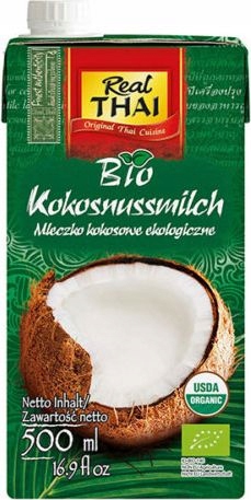 Mleczko Kokosowe Bio 500 ml Real Thai 85% kokosa Zestaw -12 sztuk