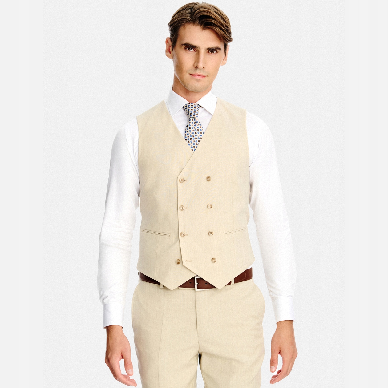 Béžová vesta 100% vlna Marzotto Pako Lorente vel