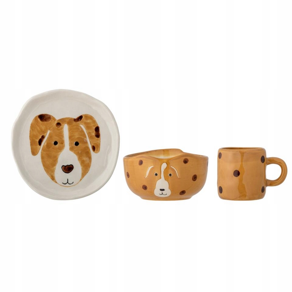 Bloomingville Fenix Sada nádobí pro děti s motivem pejska 3 ks.