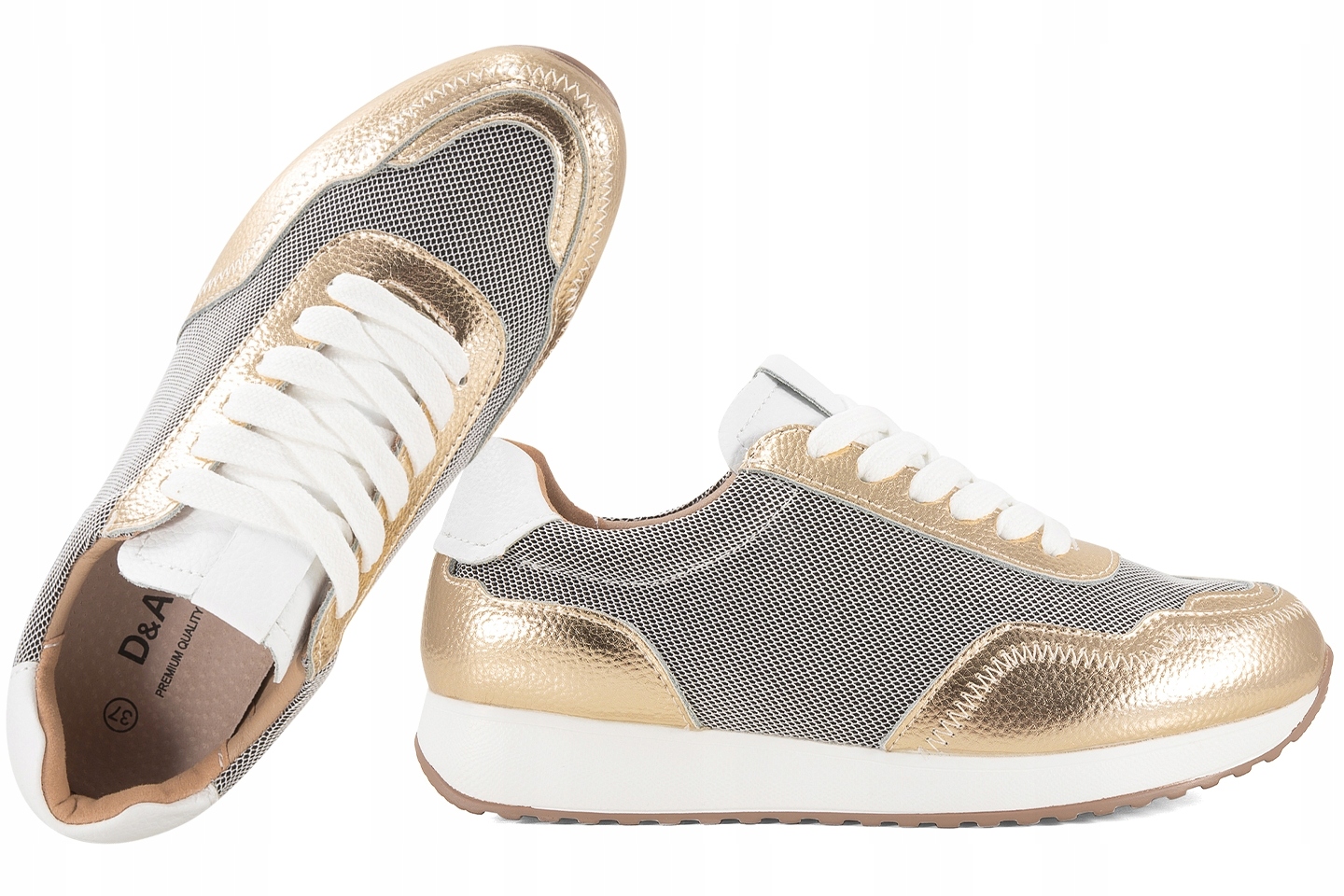 D&a S.barski LR51-847 Dámské Sportovní Polobotky Tenisky zlaté 37