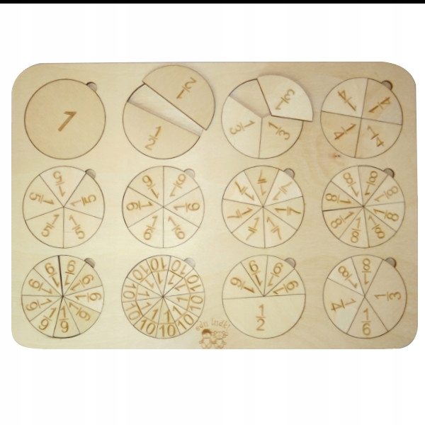 

Układanka nauczmy się ułamków, drewniana Eduludki