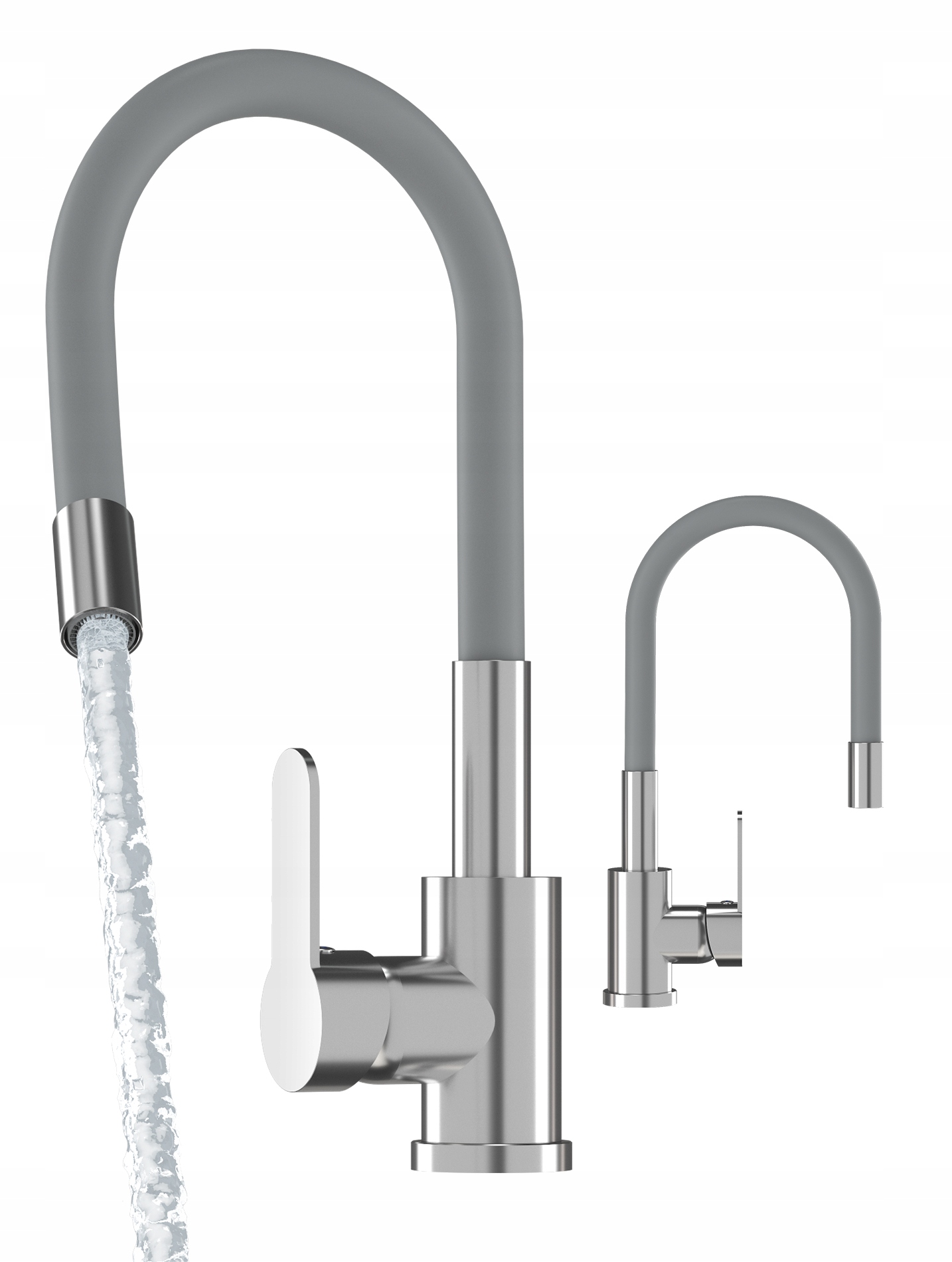 Kuchynská Batéria Šedá, Flexibilný Kohútik, Krupobitie
