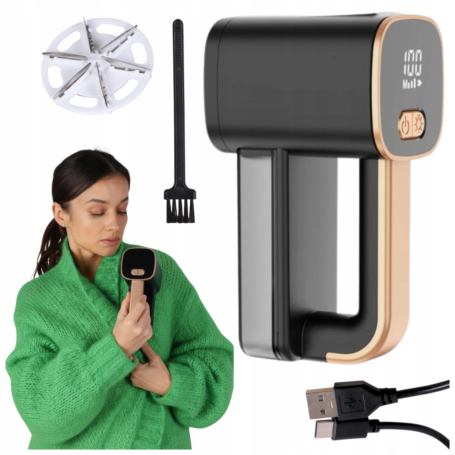 Odžmolkovač svetrů, zmačkaných tkanin, pohovky, elektrický, velký strojek