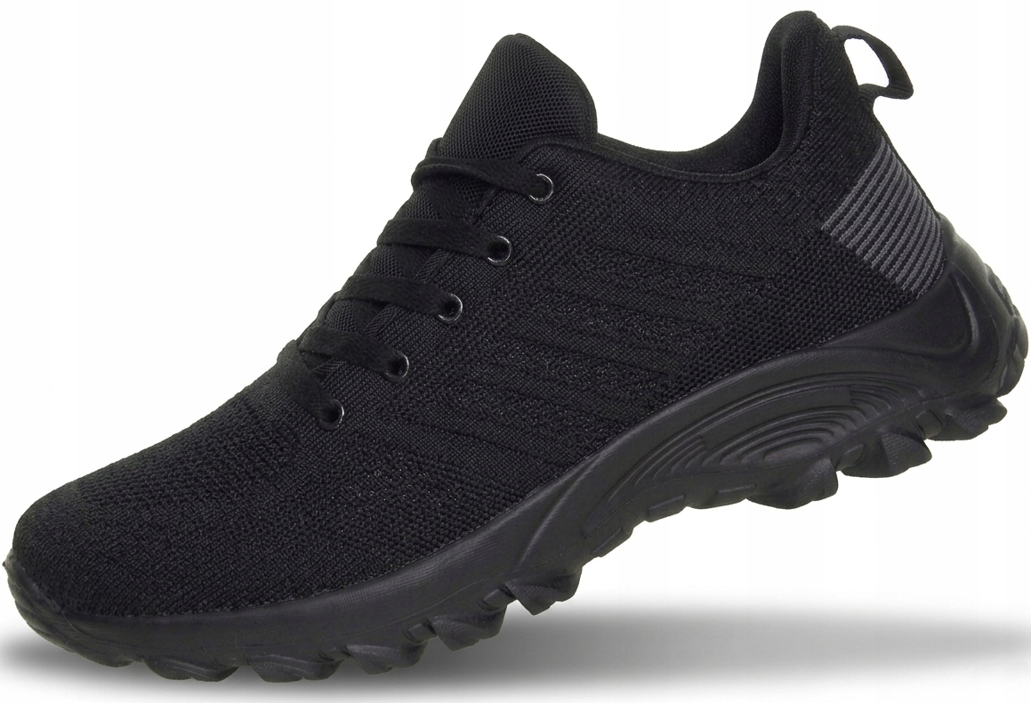 Lekkie Buty Męskie Sportowe Sneakersy Oddychające Letnie Wiosenne Czarne