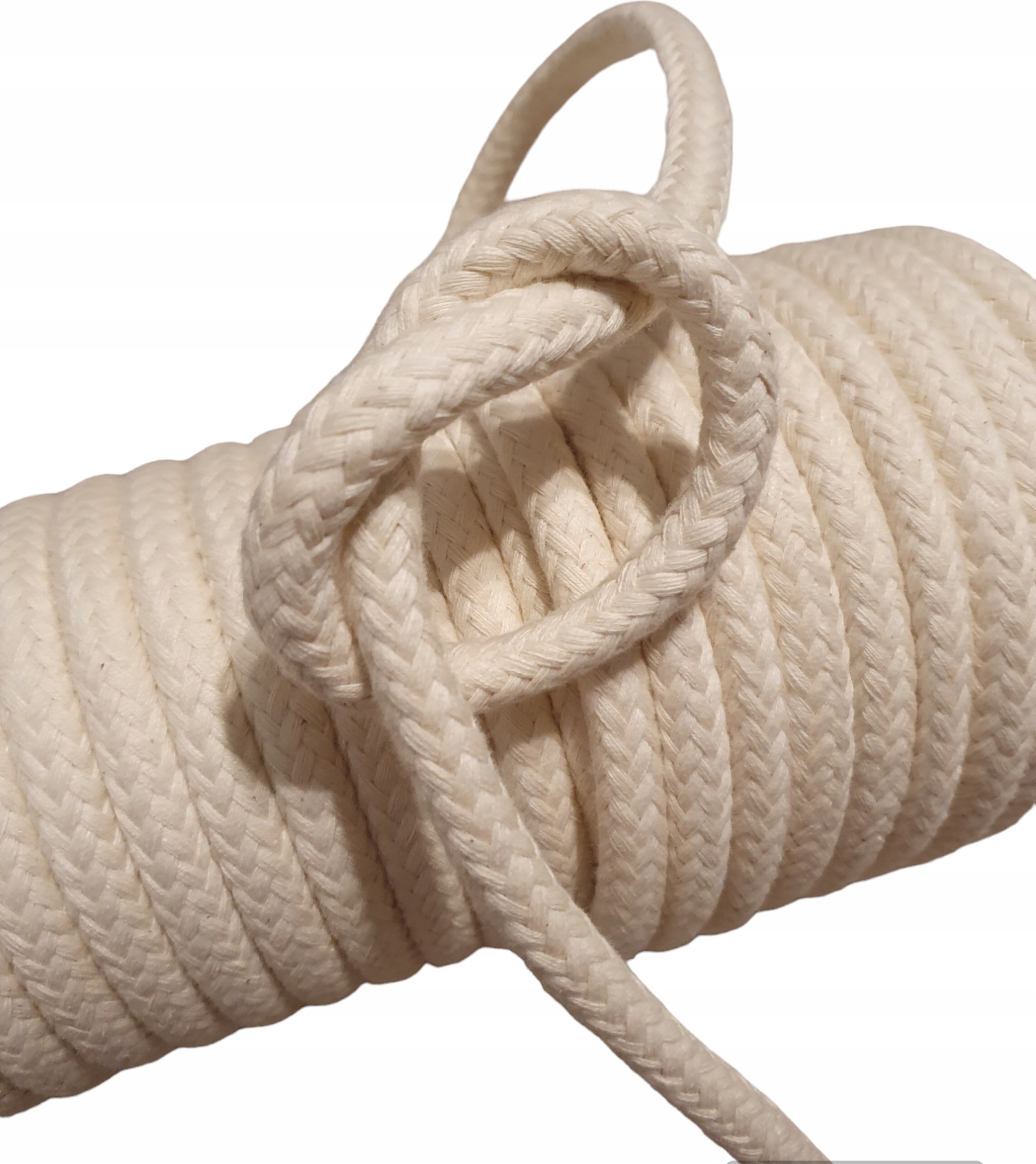 Bavlněné lano bílé pletené 14 mm 50 m