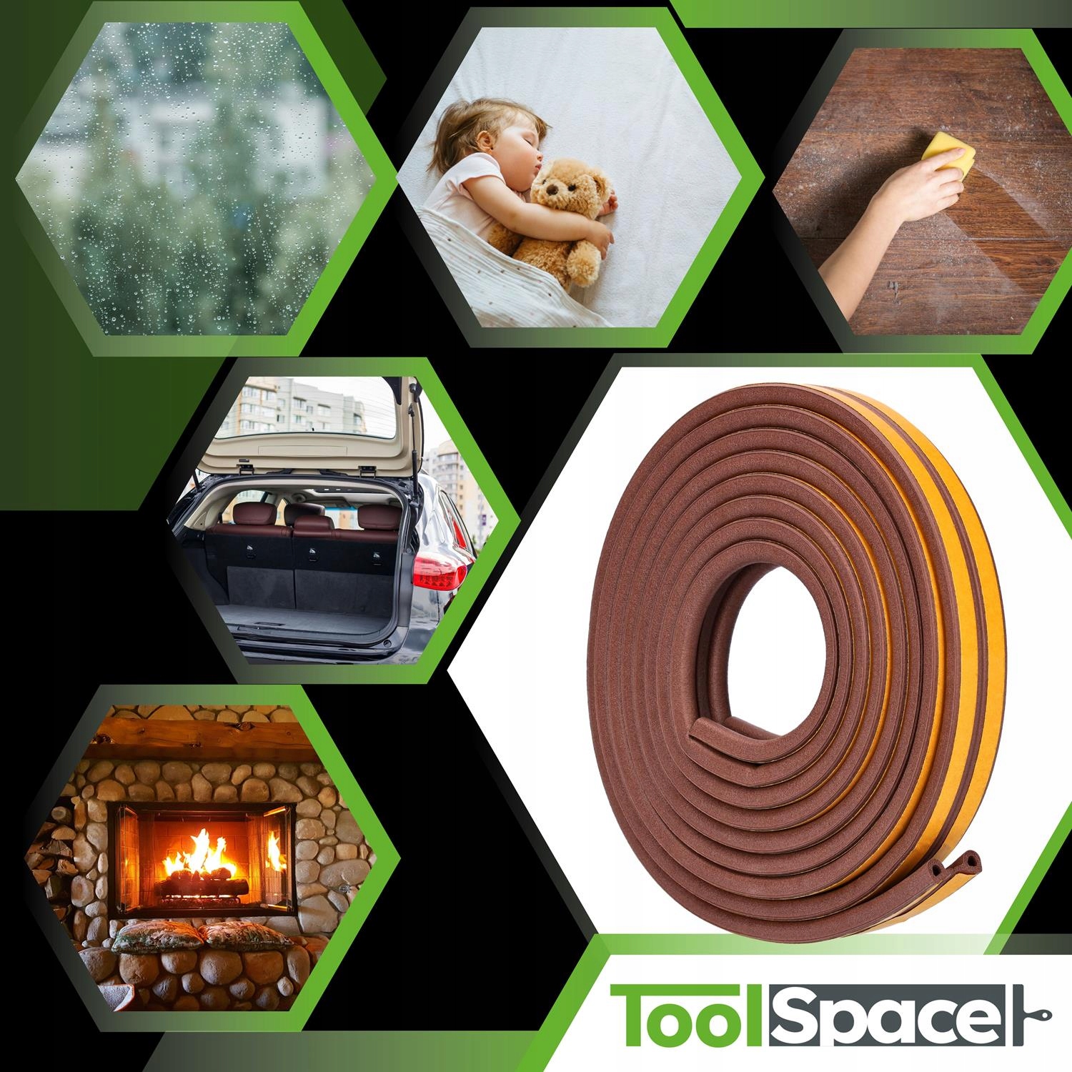 Uszczelka samoprzylepna do okien D 100 mb BRĄZ Marka Gold tools