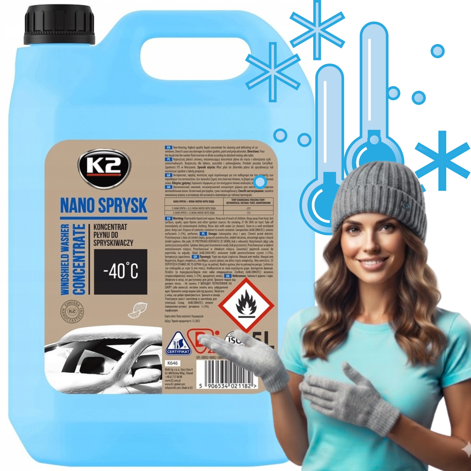 K2 Koncentrat Płynu Do Spryskiwaczy Nano Sprysk -40°C 5 L