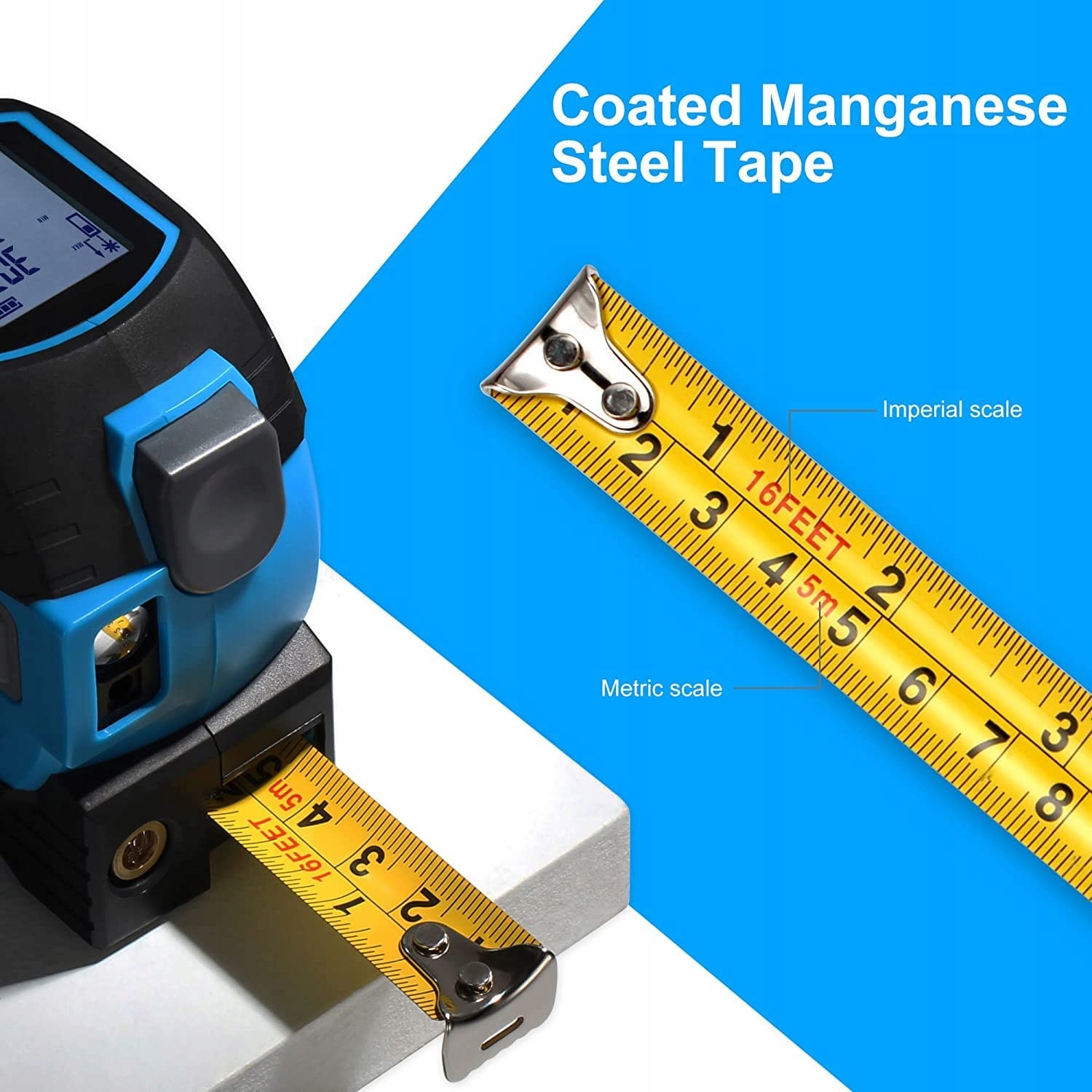 WINTAPE Laserowy Metr 3w1 z Dużym Wyświetlaczem LCD 40M 5M 131ft — miniatura 8