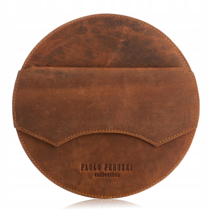 Dámská kabelka přes rameno Kožená kabelka Kulatá Oranžová Paolo Peruzzi