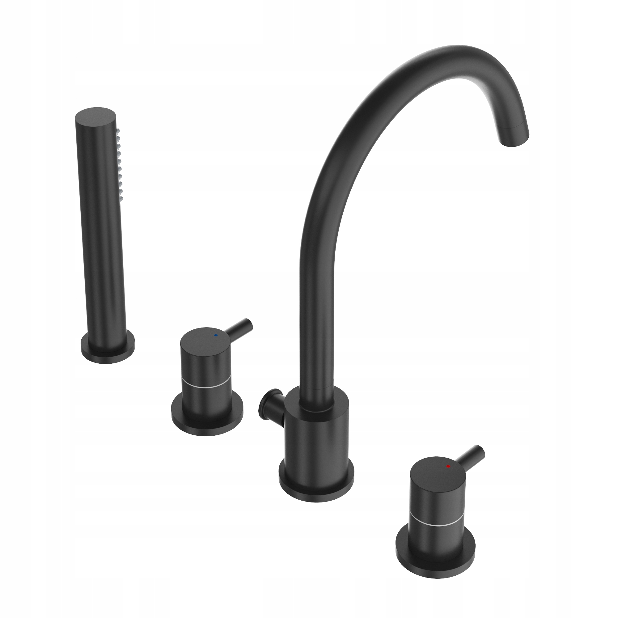 Čierna Kivo 4-OTVOROVÁ Vaňová Batéria, Stojanková Vaňová Batéria, Kúpeľňový Kohútik