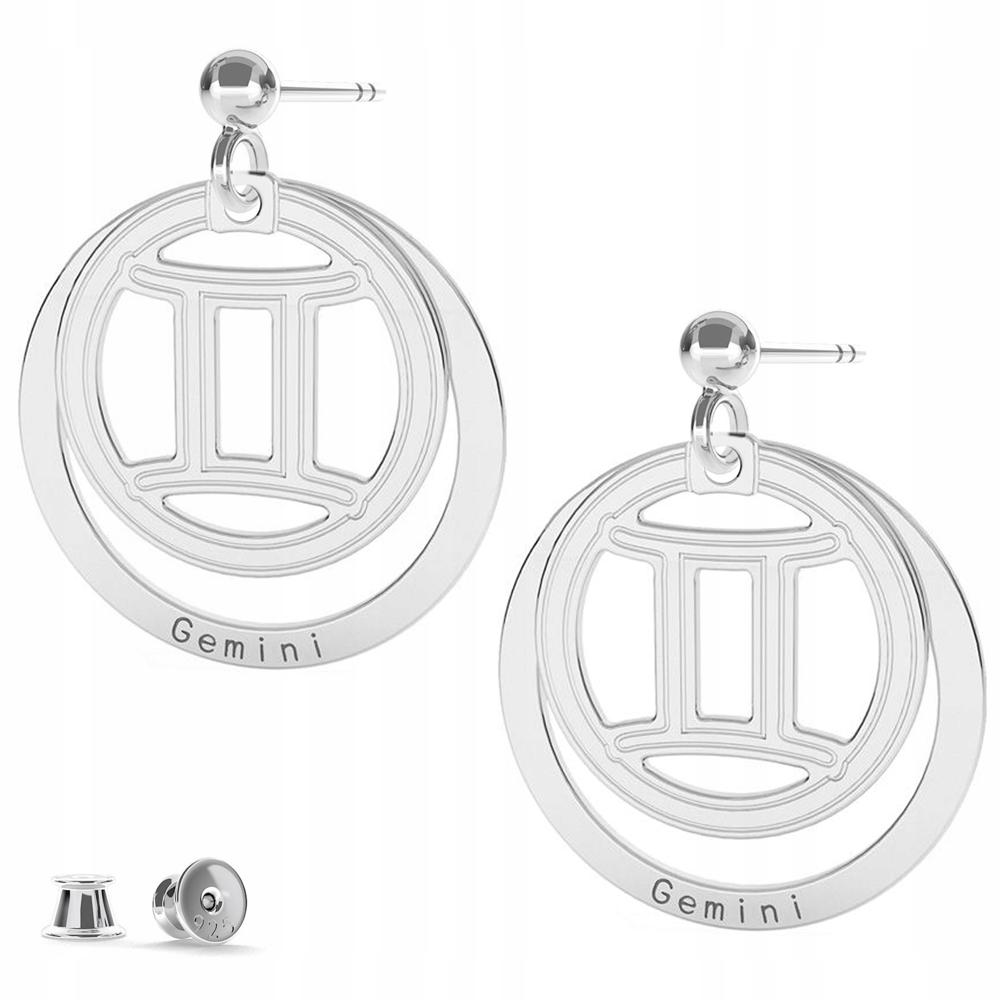 Stříbrné náušnice Znamení Zvěrokruhu Blíženci 925