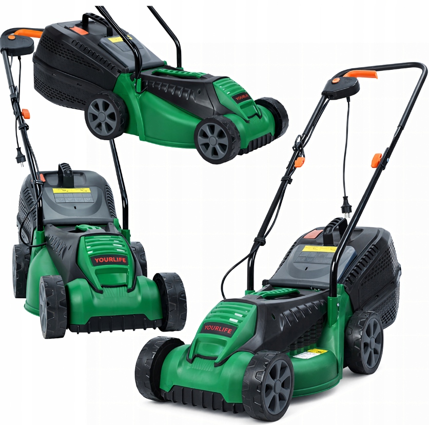 Elektrická sekačka Lehká Silná pro sekání Trávy Velký koš 30L 1600W 32 cm