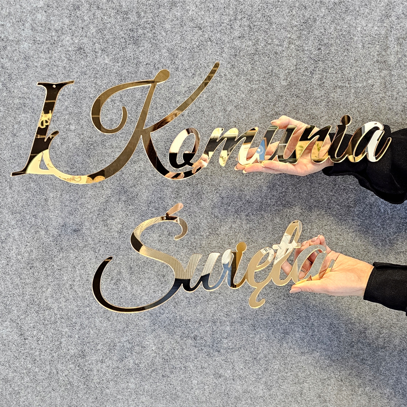 Velký zrcadlový zlatý nápis I Svaté Přijímání 60 cm k prvnímu svatému přijímání dekorace