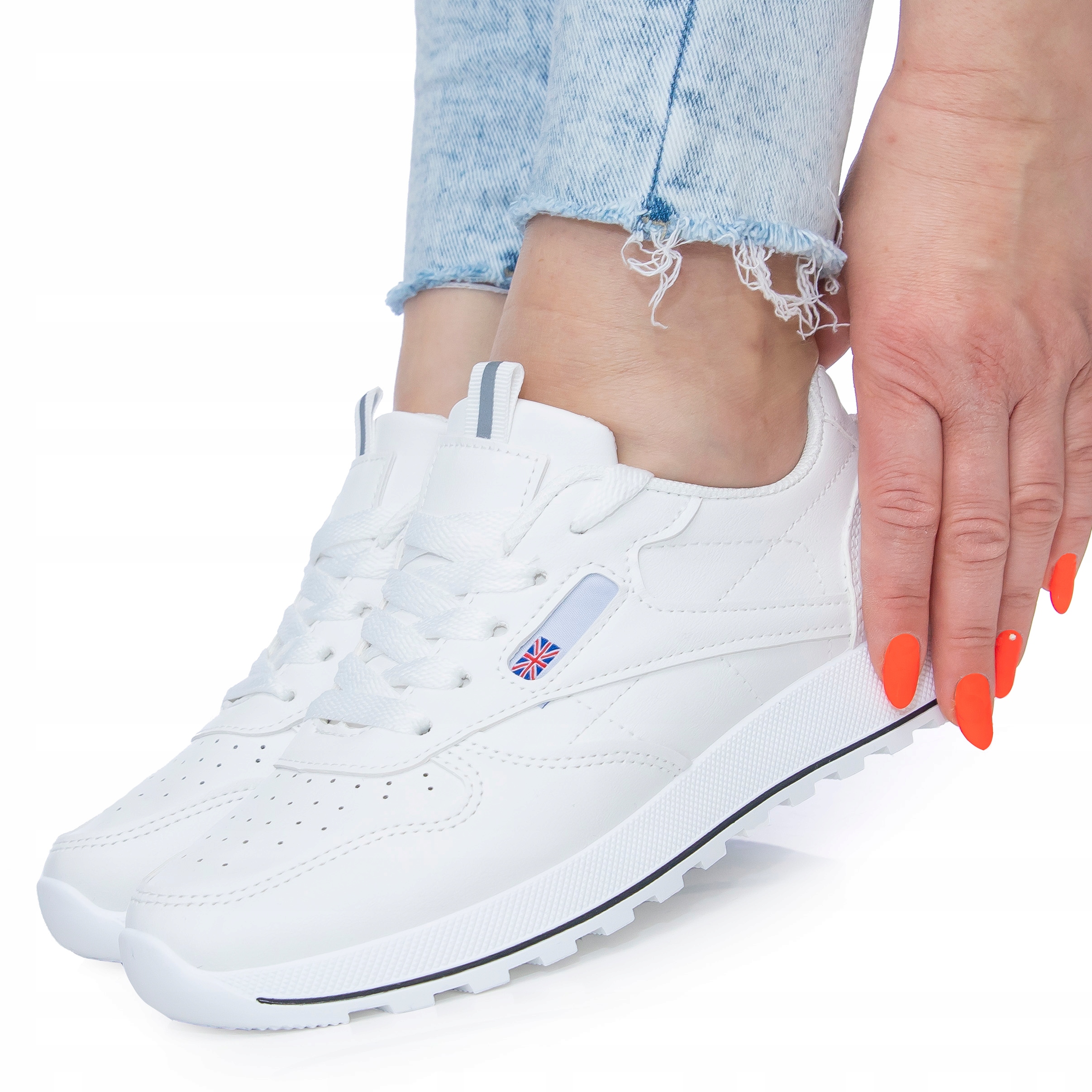 Białe Klasyczne Adidasy sportowe lekkie Buty Damskie obuwie Skóra fitness